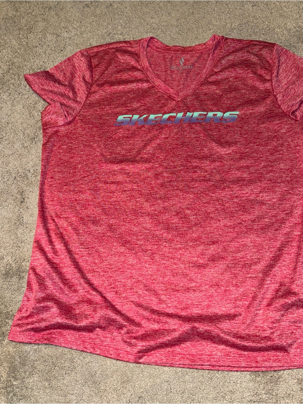 Skechers Pink Heather V‑Neck Performance Tee